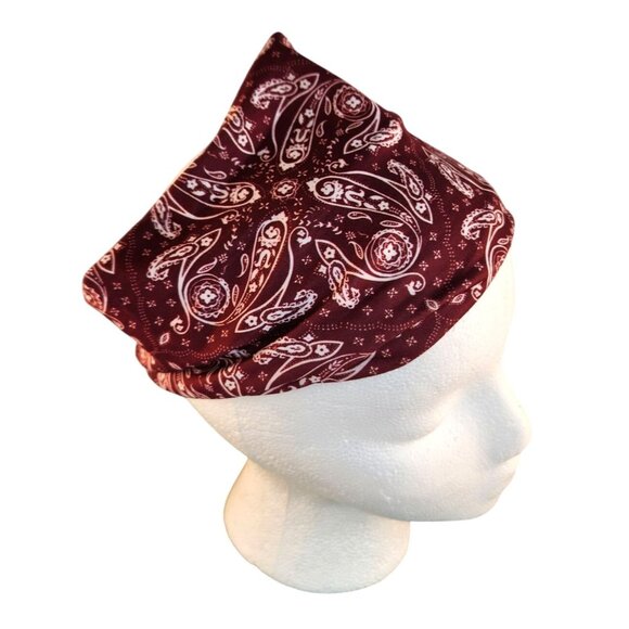 Burgundy Paisley Knit Headwrap Hairband Soft Stretchy Headband Fabric Unisex Swe - Picture 2 of 9
